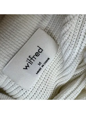 Wilfred Ribbed Knit Button-Up Cropped V-Neck Cardigan Sweater Ivory Size Medium thumbnail 8