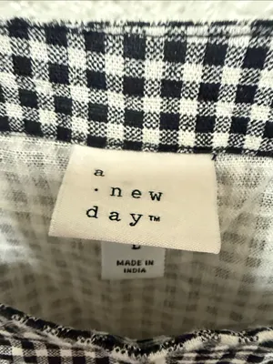 NWT A NEW DAY Classic Black & White Gingham Square Neck Tank Top Size Large thumbnail 2