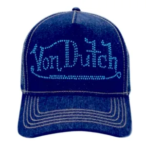 NWT Von Dutch Denim Rhinestone Cap thumbnail 1