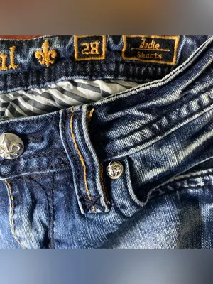 Rock Revival Distressed Dark Blue Denim Shorts with Frayed Hem size 28 Jodie thumbnail 10