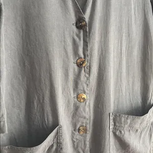 ZARA Lillian Gray Linen Jumpsuit Button-Down Linen Romper Women’s Size Medium thumbnail 9