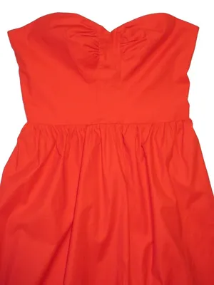 NWT Reformation Buckley in Paprika Red Organic Cotton Strapless Midi Dress 10 thumbnail 8