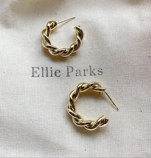 Gold twist hoop earrings thumbnail 8