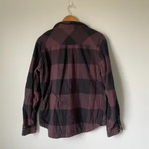 Carhartt Fleece Lined Flannel Button Up Black Maroon Long Sleeve Women's Large thumbnail 2