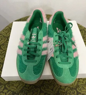 Adidas Gazelle Indoor W Green Pink Hairy Suede Fuzzy Sneakers JP8342 Womens 5.5 thumbnail 1