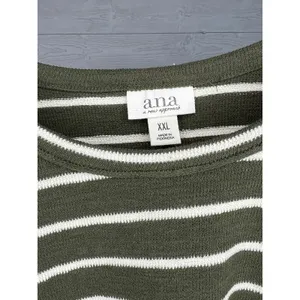 A.N.A. A New Approach olive green/cream striped long sleeve tunic NWT Size XXL thumbnail 3