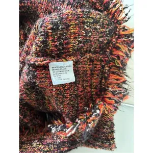 One Girl Who Anthropologie Double Breasted Tweed Fringe Knit Jacket Multicolor S thumbnail 3