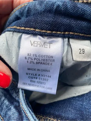 Vervet denim dark wash stretch cuffed slim straight jeans distressed fall winter thumbnail 3