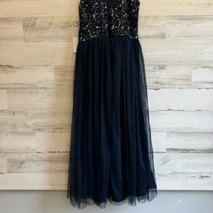 Maya Deluxe Halter Dark‎ Blue Sequin Top Tulip Skirt Midi Sleeveless Prom Dress thumbnail 9