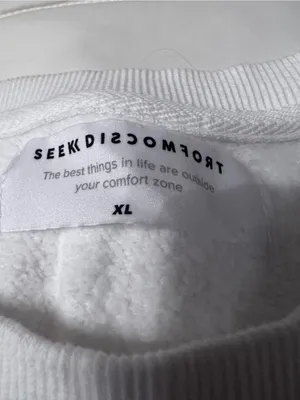 Seek Discomfort Women's Cream Graphic Sweatshirt with Rainbow Detail - Size XL thumbnail 9