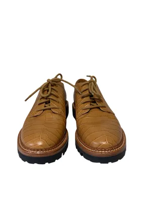 VINCE Like New Camilla Platform Derby Croc Embossed Oxford in Tan - Size 7 thumbnail 5