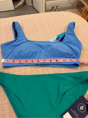Fair Harbor Blue Crop Bikini Top & Teal Bikini Bottom Set size‎ Small thumbnail 6