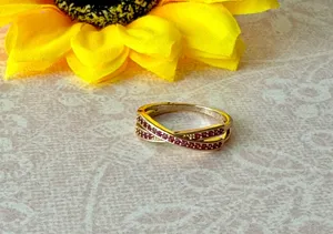 Crossed Band Pink Ring, Size 8 thumbnail 2