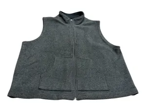 Charter Club Women's Gray Fleece Vest, Zip Up, Pockets, Size Large thumbnail 1