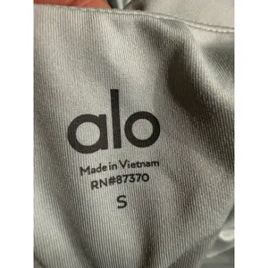 Alo Yoga Womens Ribbed Racerback Handkerchief Hem Tank Top Heather Gray S thumbnail 5