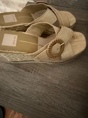 Dolce Vita Liesel Wedge Sandals Raffia Tan Size 8 thumbnail 5