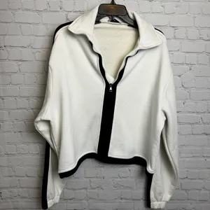 Teela half zip black and white active top size medium athleisure fleece lined thumbnail 2