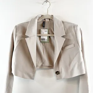 H&M Cropped Blazer Jacket Grey Tan XS thumbnail 5