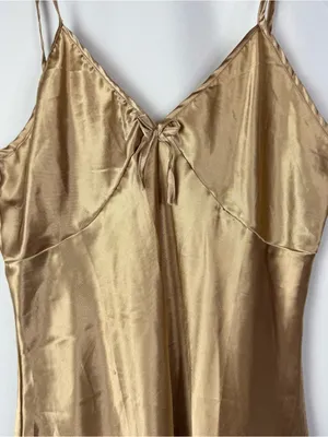 Boutique Gold Satin Mini Lingerie Slip Dress L thumbnail 3