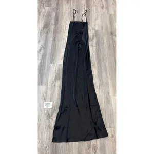 ASOS DESIGN Black Satin Lace Up Back Maxi Slip Dress Square Neck US 6‎ UK 10 thumbnail 4