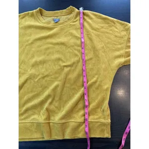 Aerie Soft‎ Velour Sweatshirt Women XS Mustard Yellow Oversized Cozy Top Comfy thumbnail 9