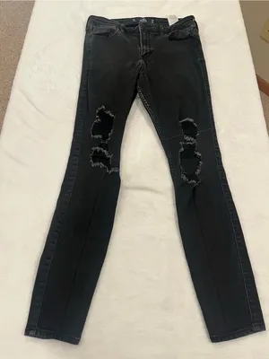 Hollister High Rise Super Skinny Distressed Black Jeans - 7R thumbnail 1