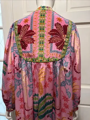Fruits Queen Scarf Midi Dress Floral Bohemian Long Sleeve Size Medium thumbnail 12