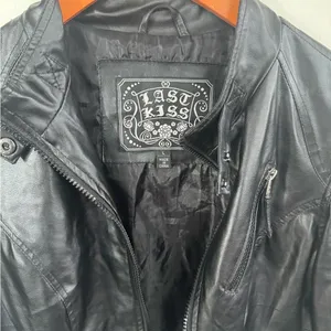 Vintage Y2K,last kiss Black Faux Leather Bomber Jacket thumbnail 2