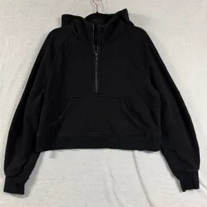 Lululemon M/L Scuba Oversized 1/2 Zip Black Hoodie Cropped Pullover Athleisure thumbnail 4