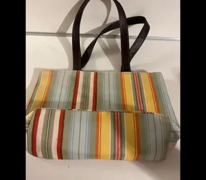 Longaberger Floral Handbag with Stripes thumbnail 4