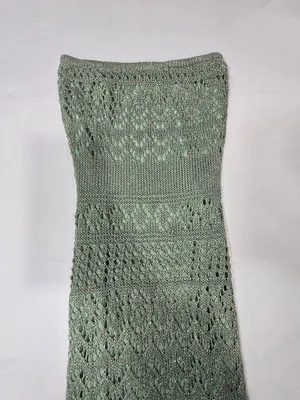 SNDYS x REVOLVE Strapless Crochet Maxi Dress in Green Shimmer thumbnail 6