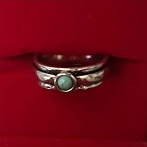 &merci Boho/Chic Design Stainless Steel Silver w/ Faux Turquoise Band Size 6 thumbnail 2