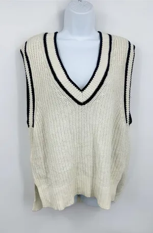 Abercrombie And Fitch Cream Boho Baggy Slouchy Sweater Vest Size Small thumbnail 1