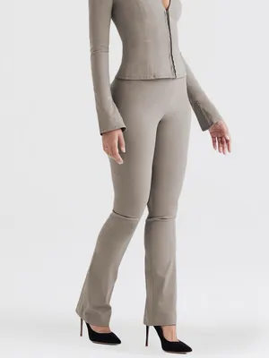 House of CB Laurel High Waisted Trousers Flared Pants Smoke Gray Grey Medium thumbnail 2
