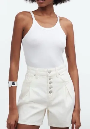 Madewell‎ The '90s Mid-Length Jean Short in Vintage Canvas: Button Front Size 25 thumbnail 1