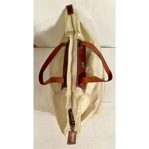 Dooney & Bourke Beige Nylon W/ Brown Leather Strap Zip Top Travel Bag thumbnail 7
