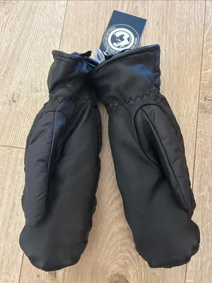 Cole Haan Women’s Quilted Puffer Mittens Leather Palm Faux Fur Lined Black NEW thumbnail 5