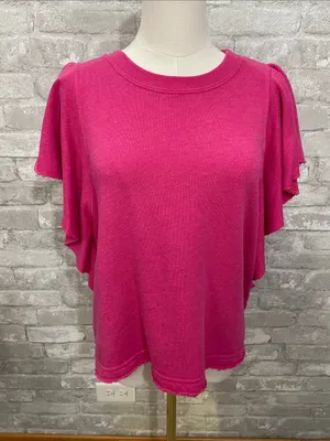 Michael Stars Flutter Short Sleeve Sweatshirt - Hot Pink thumbnail 1