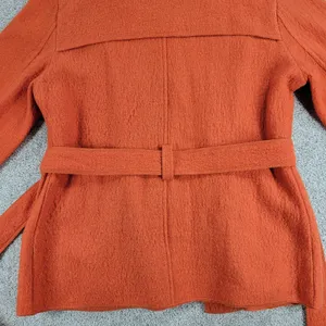 Sandro Sportswear Womens Coat Jacket Large Orange Wool Double Breasted Belted thumbnail 14
