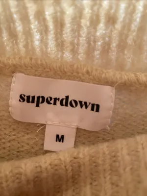 superdown Cream Metallic Sequin Sleeve Turtleneck Sweater Dress Womens Sz Md thumbnail 6