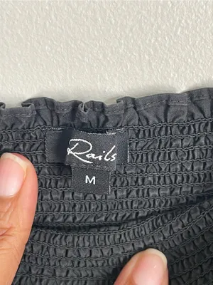 RAILS Black Organic Cotton Blend Smocked Dress Sz M thumbnail 7
