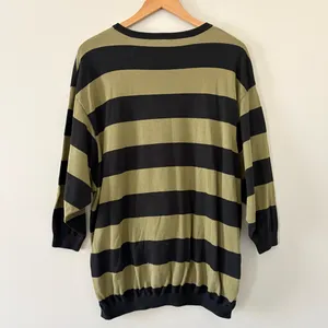 Free People Surfin On Your Stripes Sweater Top High Low Oversized Moss Size XS/S thumbnail 6