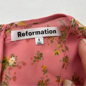 Reformation Mya Dress Floral Zip Back‎ Womens Size 6 Pink Floral NEW *TINY FLAW thumbnail 3