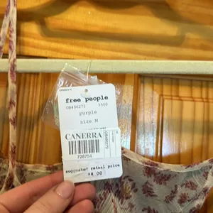 Free People ‘All Things Sheer’ Floral Camisole Tiered Tank Sheer Top Purple M thumbnail 5