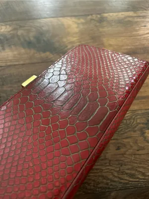 Hobo international red snakeskin gold metal wristlet clutch thumbnail 4