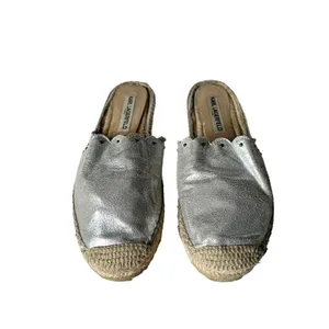 Karl Lagerfeld‎ Metallic Silver Espadrille Slides Slip on Shoes Women Size 7.5 thumbnail 2
