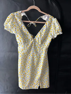 Princess Polly Lemon Print Tie Mini Dress thumbnail 3