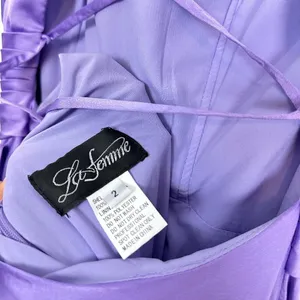 LA FEMME Sleeveless Satin Gown in Lavender Size US 2 thumbnail 5