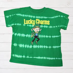 Lucky Charms Green Tie Dye Graphic Tee Cotton T Shirt Women's Small thumbnail 1
