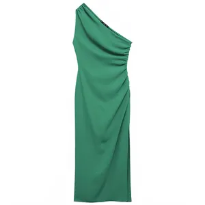 Mango Asymmetric Dress with Draped Details Naty Green NWT Size 2/XS thumbnail 2